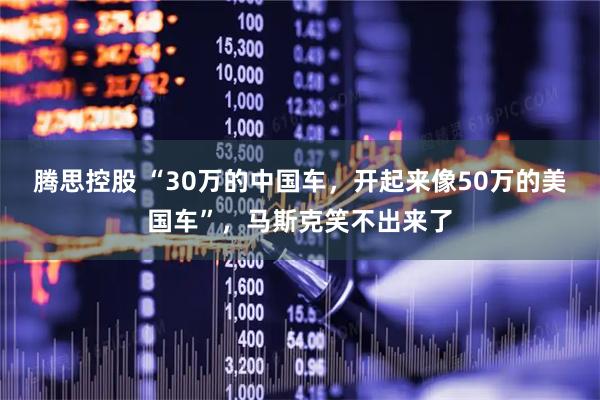 腾思控股 “30万的中国车，开起来像50万的美国车”，马斯克笑不出来了